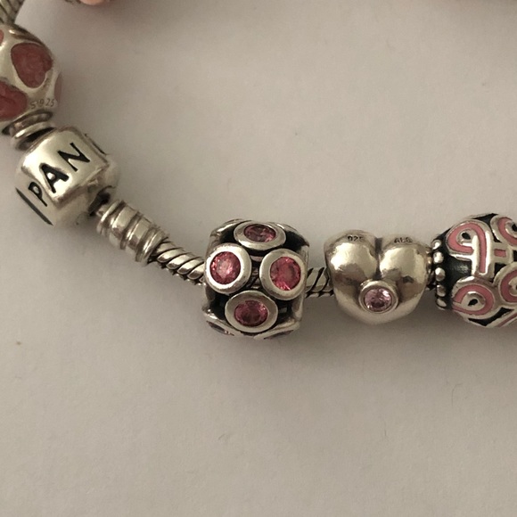 💕3/$85 Pink Cz .925 Sterling Silver Charm - Picture 8 of 10